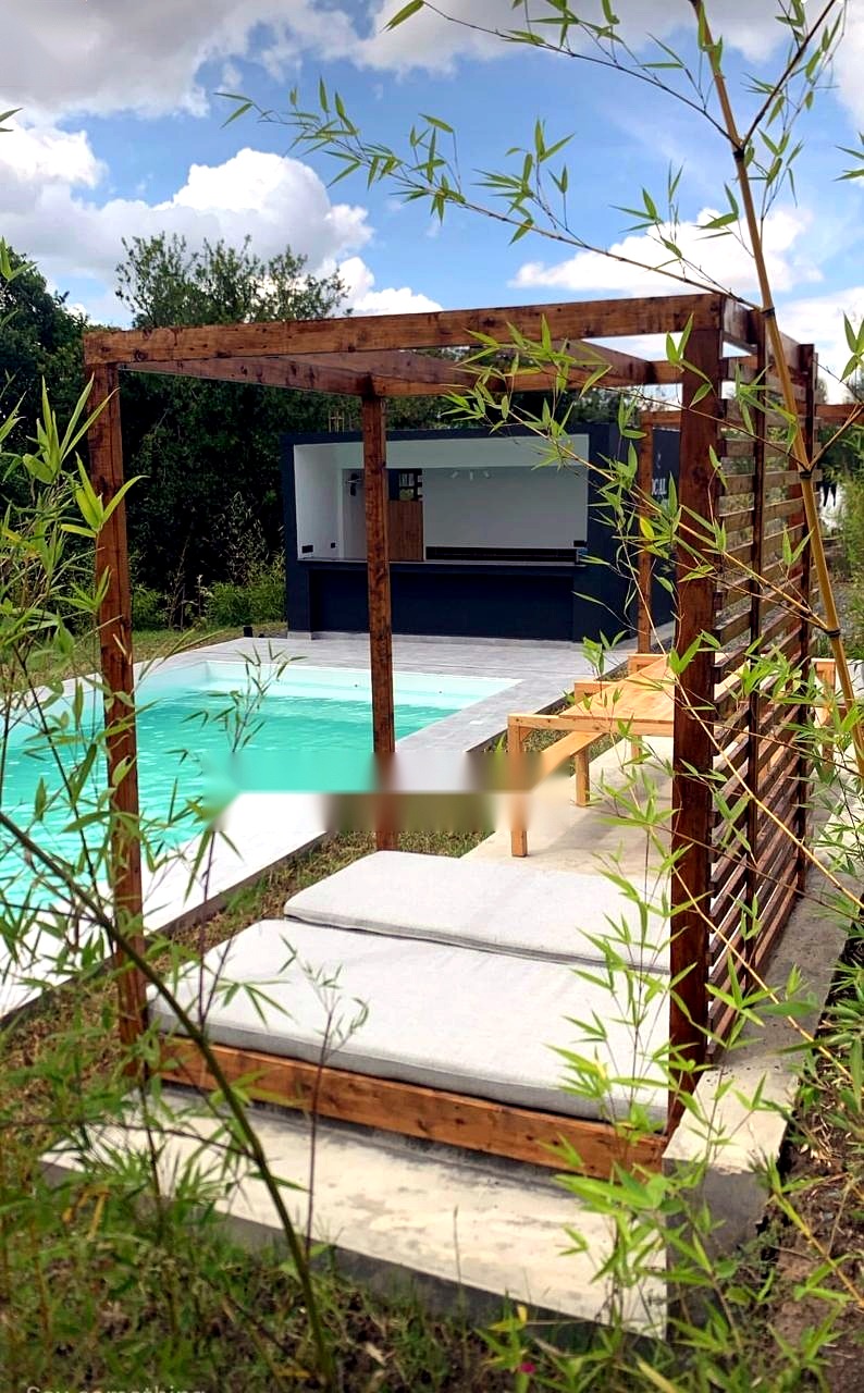 The shared pool and lounge area