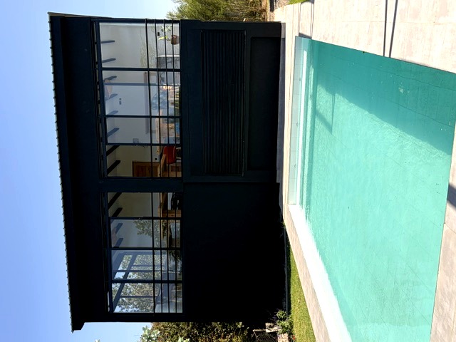 The restaurant, overlooking the pool